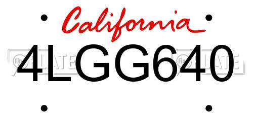 4LGG640 California License Plate