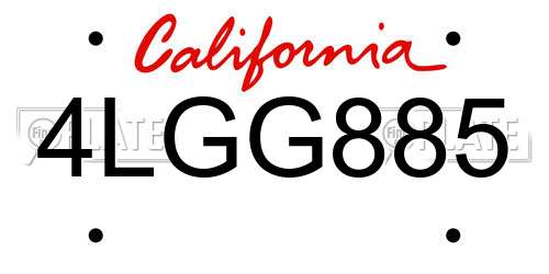 4LGG885 California License Plate