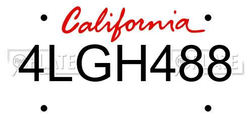 4LGH488 California License Plate