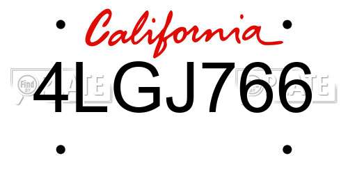4LGJ766 California License Plate