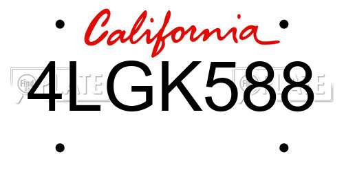 4LGK588 California License Plate