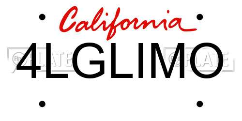 4LGLIMO California License Plate