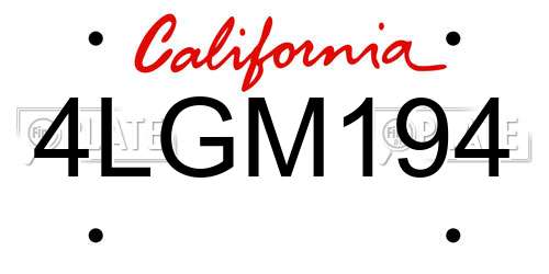 4LGM194 California License Plate