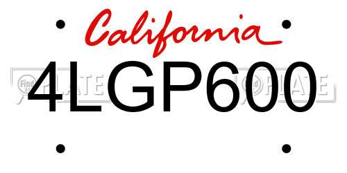 4LGP600 California License Plate