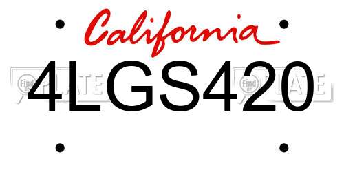 4LGS420 California License Plate