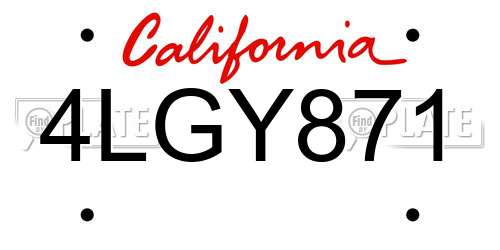 4LGY871 California License Plate