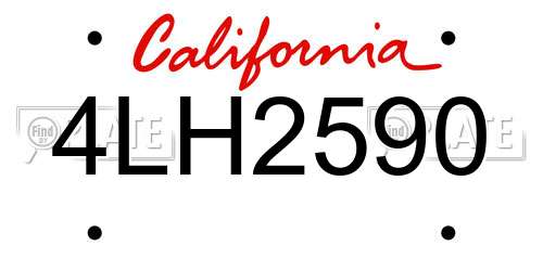 4LH2590 California License Plate