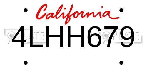 4LHH679 California License Plate