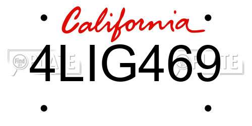 4LIG469 California License Plate