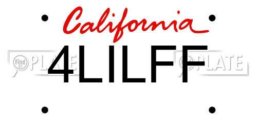 4LILFF California License Plate