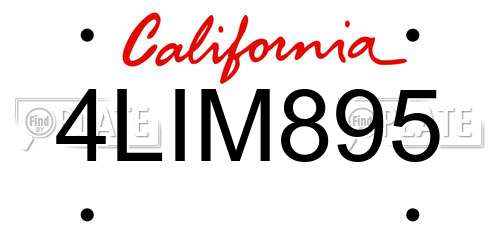 4LIM895 California License Plate