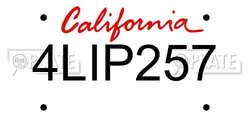 4LIP257 California License Plate