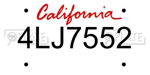4LJ7552 California License Plate