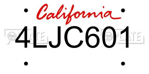 4LJC601 California License Plate