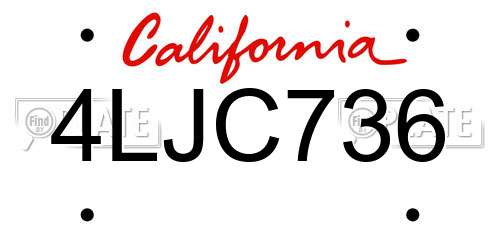 4LJC736 California License Plate
