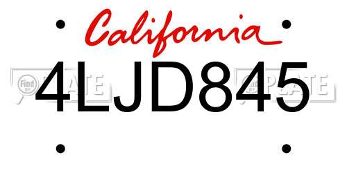 4LJD845 California License Plate