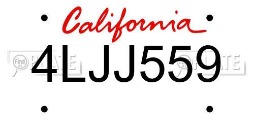 4LJJ559 California License Plate