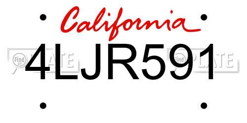 4LJR591 California License Plate