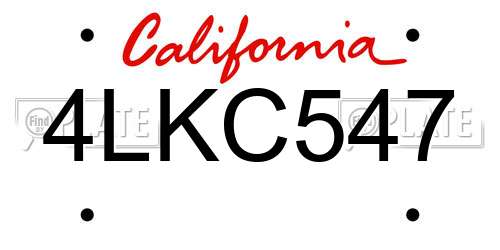 4LKC547 California License Plate