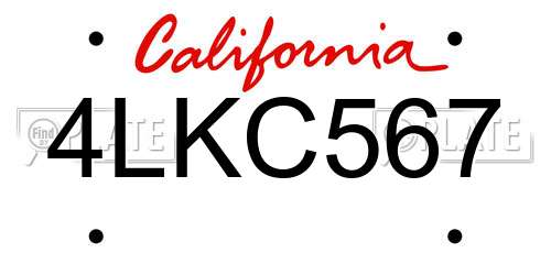 4LKC567 California License Plate
