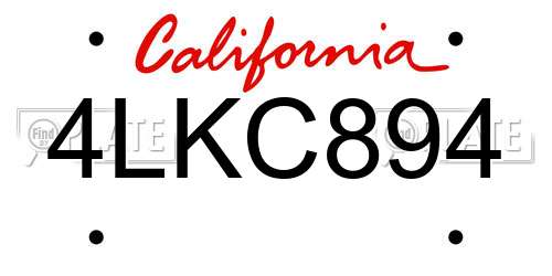 4LKC894 California License Plate