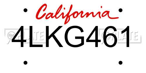 4LKG461 California License Plate