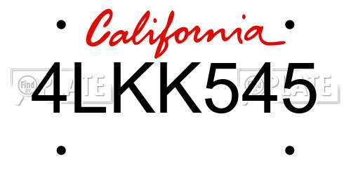 4LKK545 California License Plate