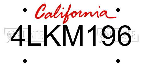 4LKM196 California License Plate