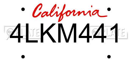 4LKM441 California License Plate