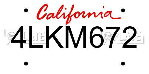 4LKM672 California License Plate