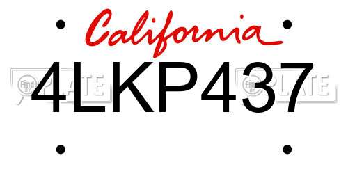 4LKP437 California License Plate