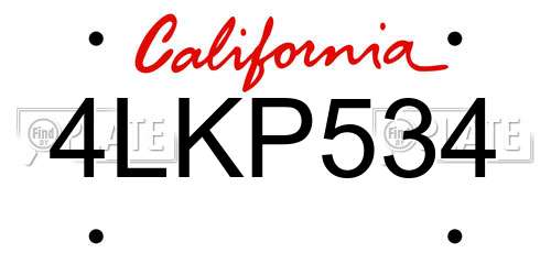 4LKP534 California License Plate
