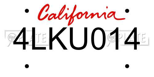 4LKU014 California License Plate