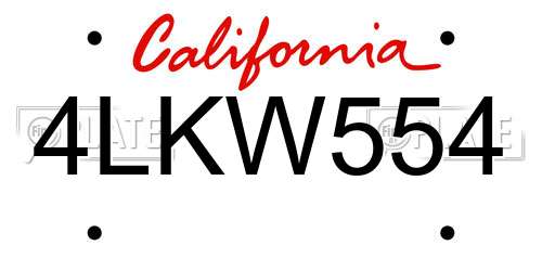 4LKW554 California License Plate