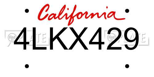 4LKX429 California License Plate