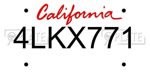 4LKX771 California License Plate