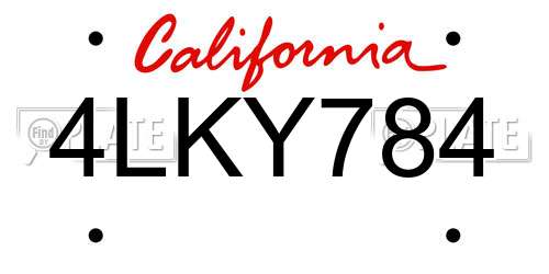 4LKY784 California License Plate