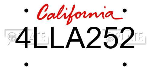 4LLA252 California License Plate