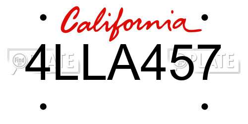 4LLA457 California License Plate