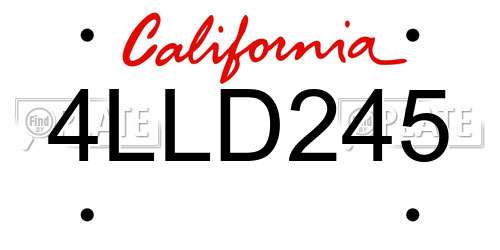 4LLD245 California License Plate