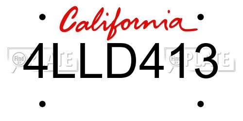 4LLD413 California License Plate
