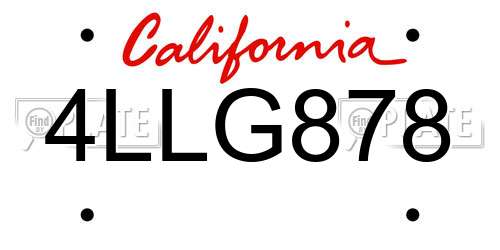 4LLG878 California License Plate
