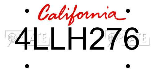 4LLH276 California License Plate