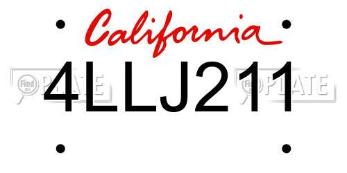 4LLJ211 California License Plate