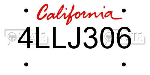 4LLJ306 California License Plate