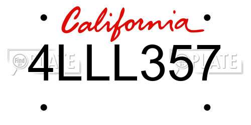4LLL357 California License Plate