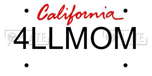 4LLMOM California License Plate