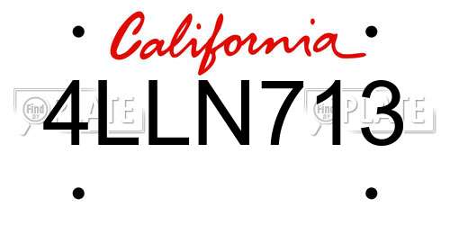 4LLN713 California License Plate