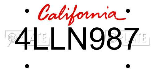 4LLN987 California License Plate
