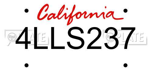 4LLS237 California License Plate